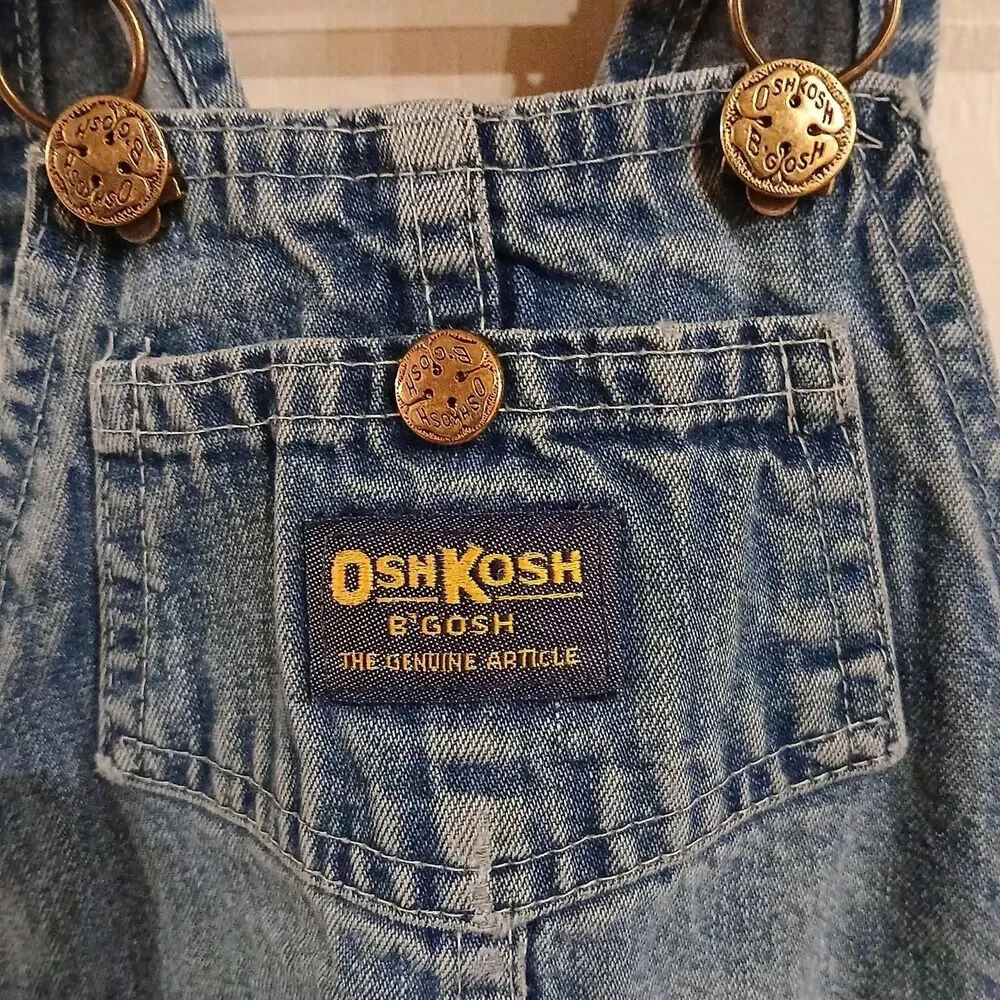 Vintage 90s OshKosh B'Gosh Vestbak denim blue jean shorts bib overalls 3T